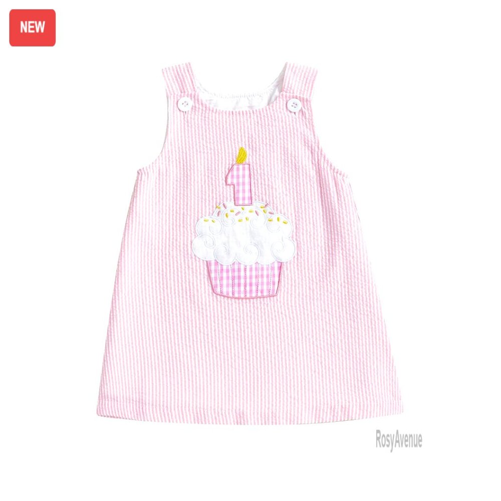 Baby Girl First Birthday Dress 6-12M Cake Embroidery Cotton Polyester